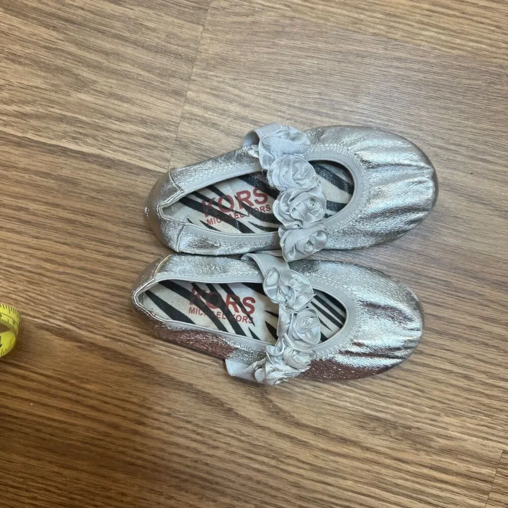 Michael Kors Baby Lux Shoes Ballet Flats Lil Rosie Silver‎ Size 7